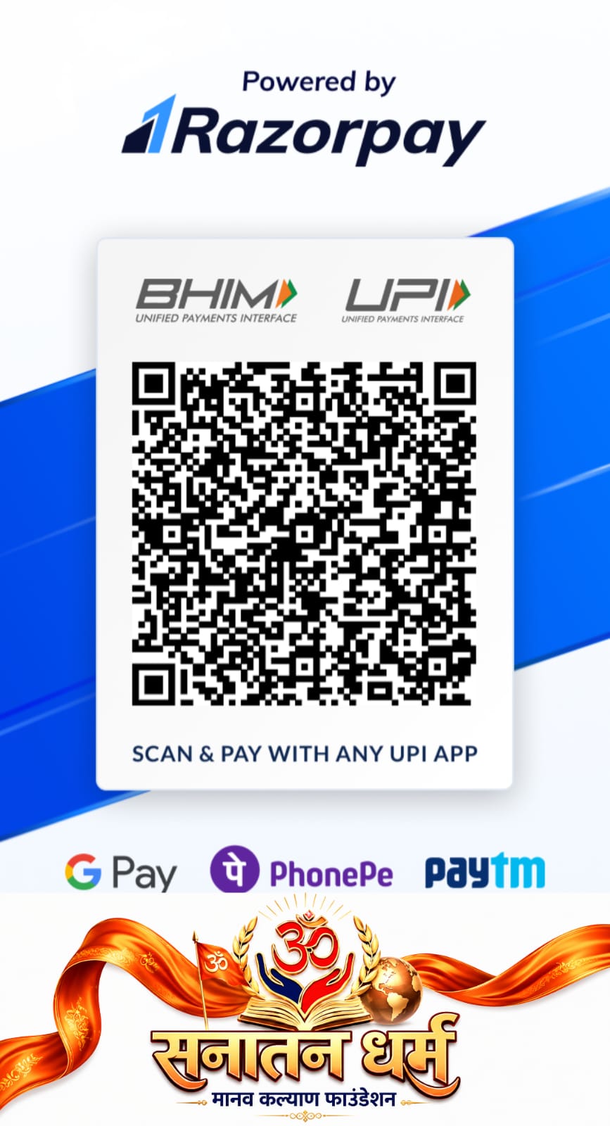 Razorpay QR code — scan with any UPI app